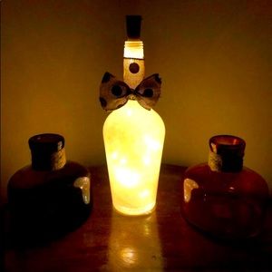 Sea glass pink wine bottle night light